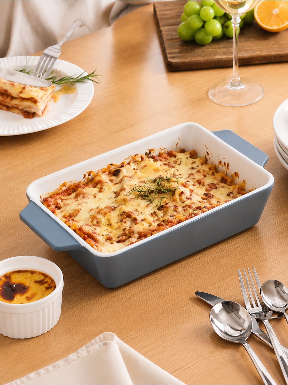 Bel Fer Blue Ceramic Baking Dish with Handles